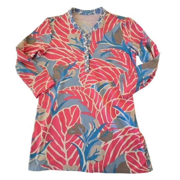 J. McLaughlin for Dillards Womens Tropical Catalina Henley Tunic Multi Medium - Picture 2 of 12